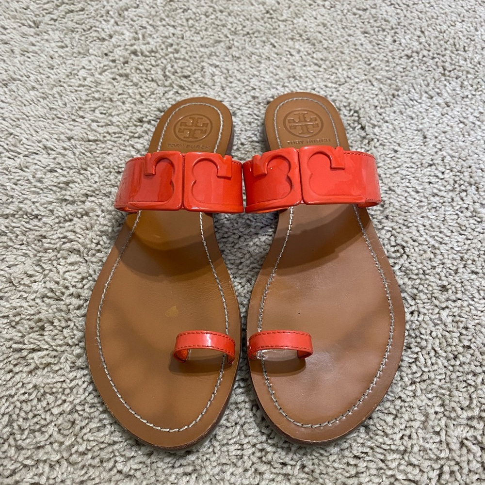 Tory Burch orange toe sandals, size 10 great condition